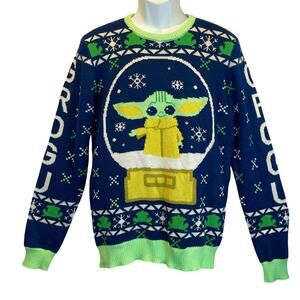 Geeknet Star Wars Mandalorian The Child Snow Globe Ugly Christmas Sweater Size M